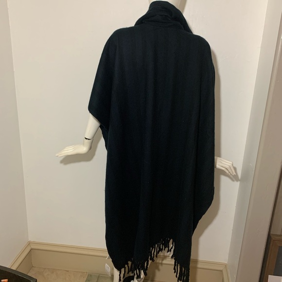 NWT Free People | navy on navy dark fringe cape - Picture 3 of 8